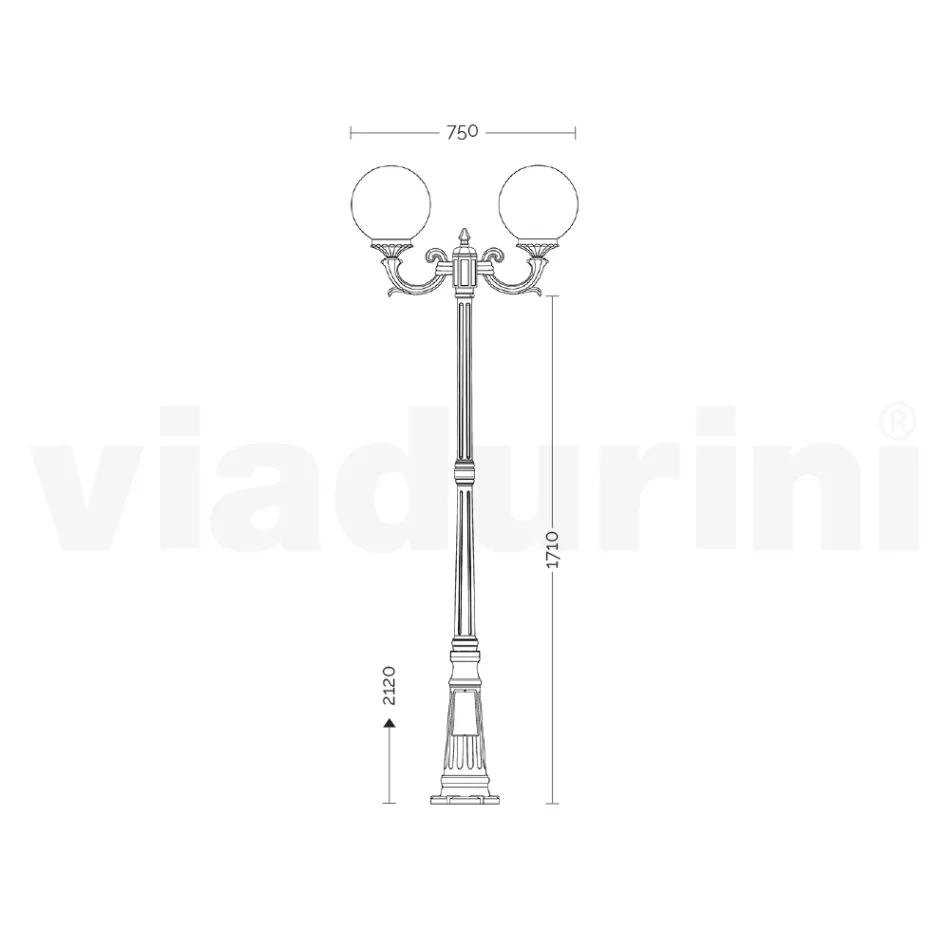 Lampadaire de 212 cm de haut en acrylique noir et aluminium fabriqué en Italie - Trovanero Viadurini