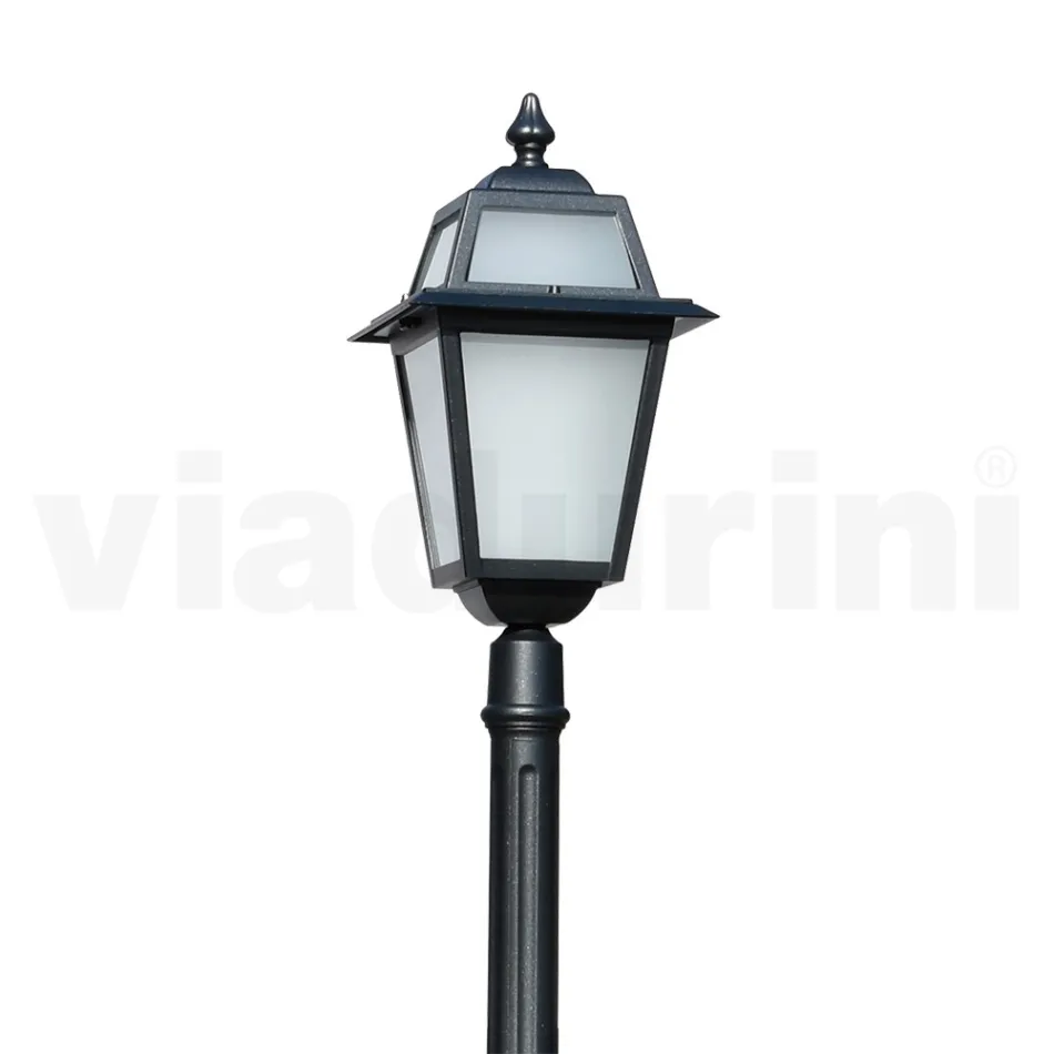 Lampe de jardin de 214 cm de haut en Aluminium Anthracite et Verre Sablé - Elric Viadurini