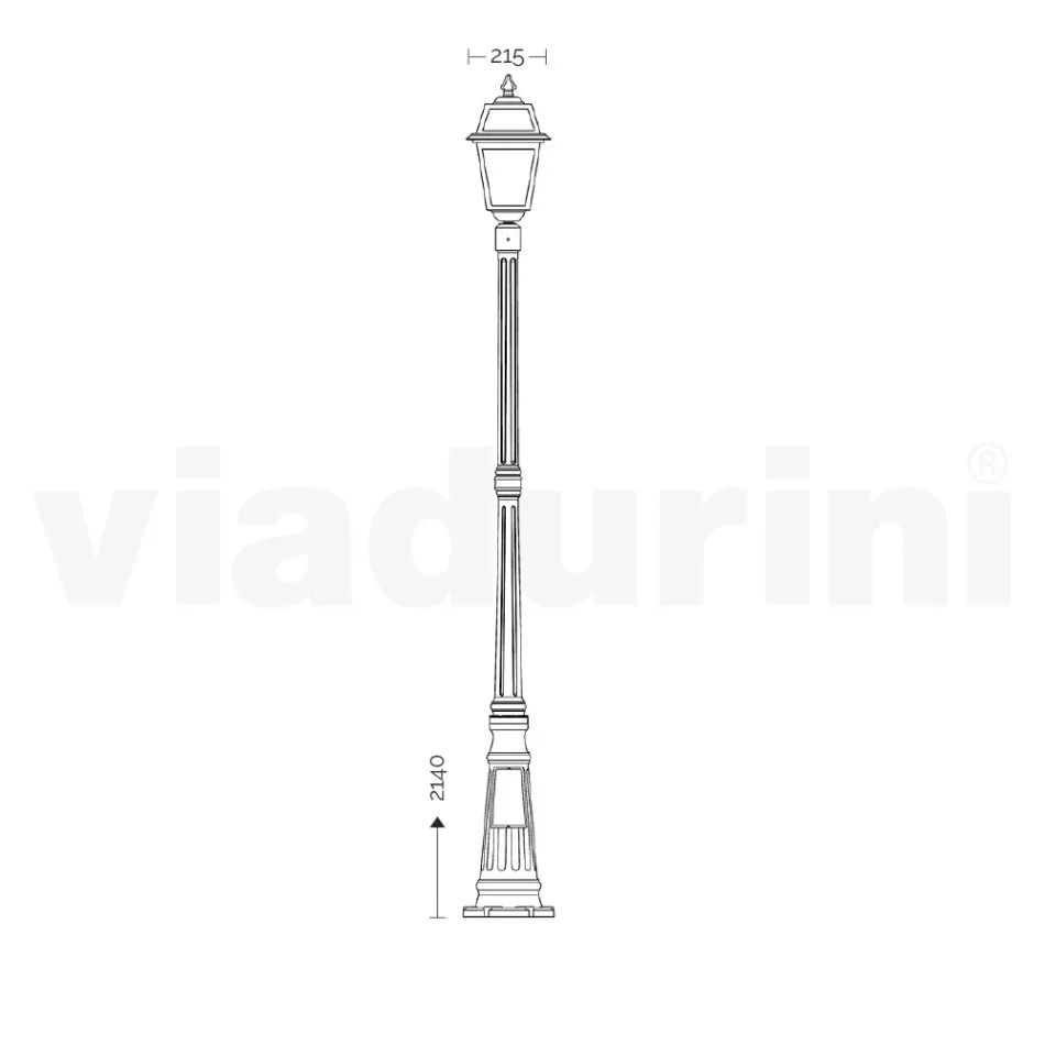 Lampe de jardin de 214 cm de haut en Aluminium Anthracite et Verre Sablé - Elric Viadurini