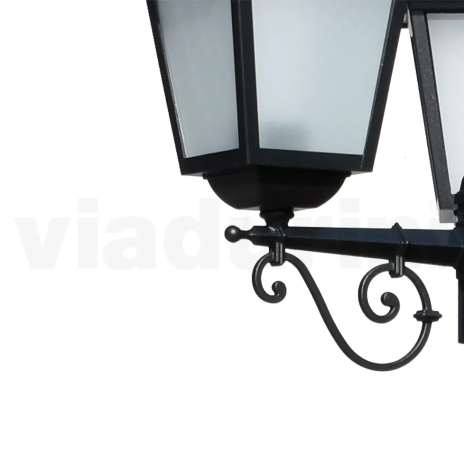 Lampadaire de jardin 219 cm de haut en Aluminium Anthracite et Verre Sablé - Elric Viadurini