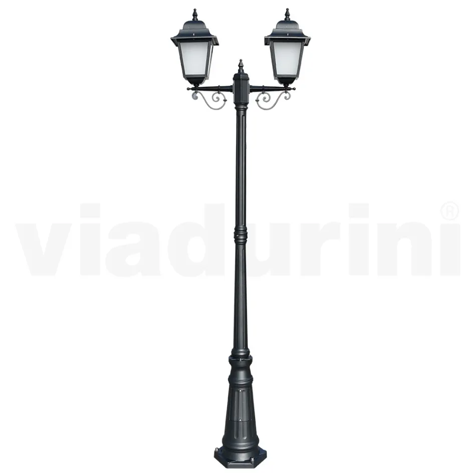 Lampadaire de 219 cm de haut en verre anthracite et aluminium fabriqué en Italie - Scintilla Viadurini