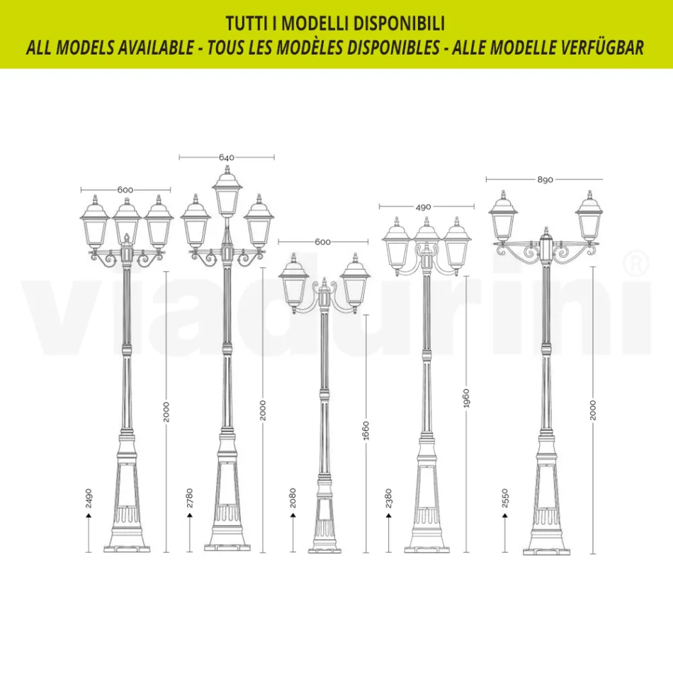 Lampadaire de 219 cm de haut en verre anthracite et aluminium fabriqué en Italie - Scintilla Viadurini