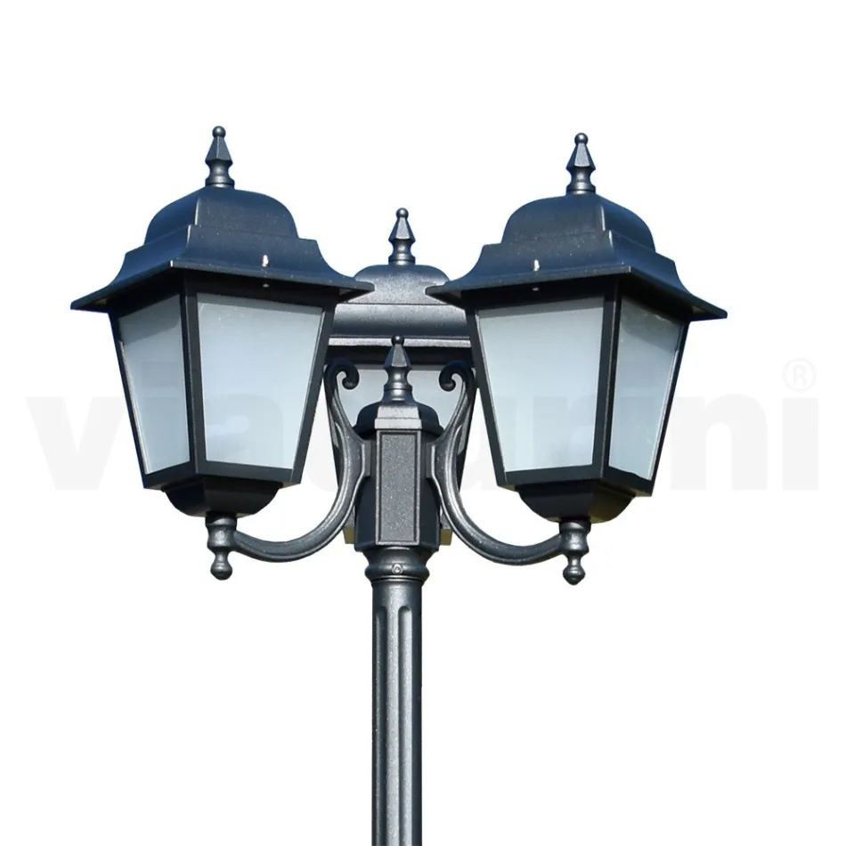 Lampadaire de 238 cm de haut en verre anthracite et aluminium fabriqué en Italie - Scintilla Viadurini