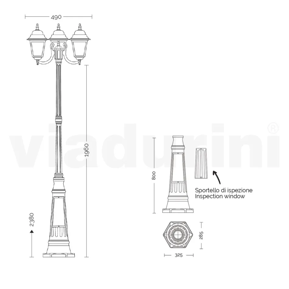 Lampadaire de 238 cm de haut en verre anthracite et aluminium fabriqué en Italie - Scintilla Viadurini