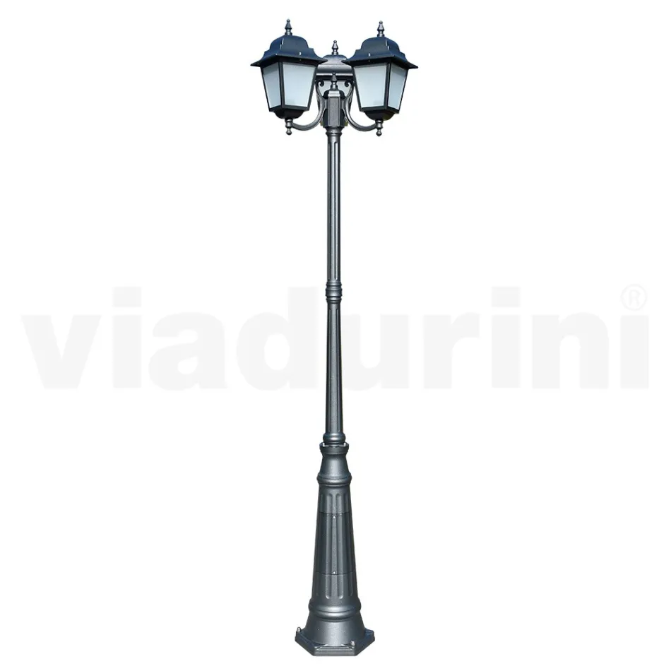 Lampadaire de 238 cm de haut en verre anthracite et aluminium fabriqué en Italie - Scintilla Viadurini