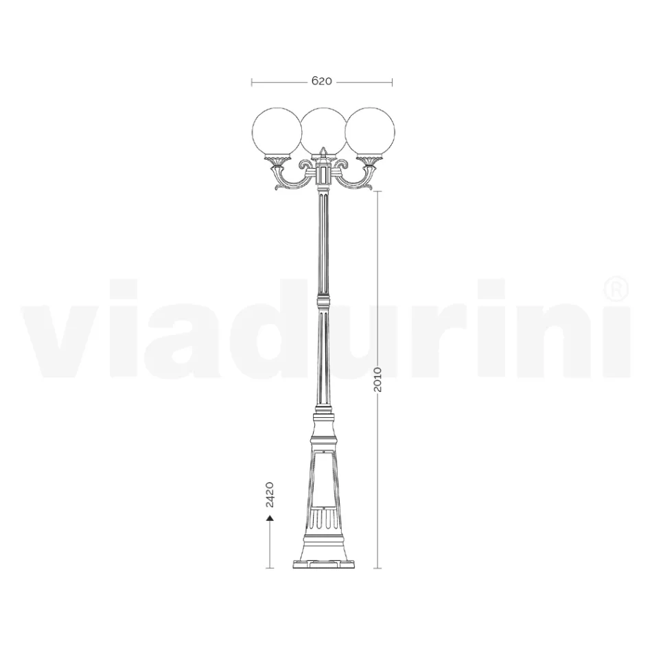 Lampadaire de 242 cm de haut en acrylique noir et aluminium fabriqué en Italie - Trovanero Viadurini