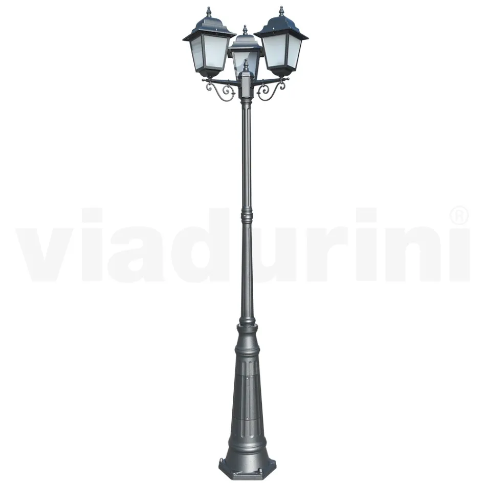 Lampadaire de 249 cm de haut en verre anthracite et aluminium fabriqué en Italie - Scintilla Viadurini