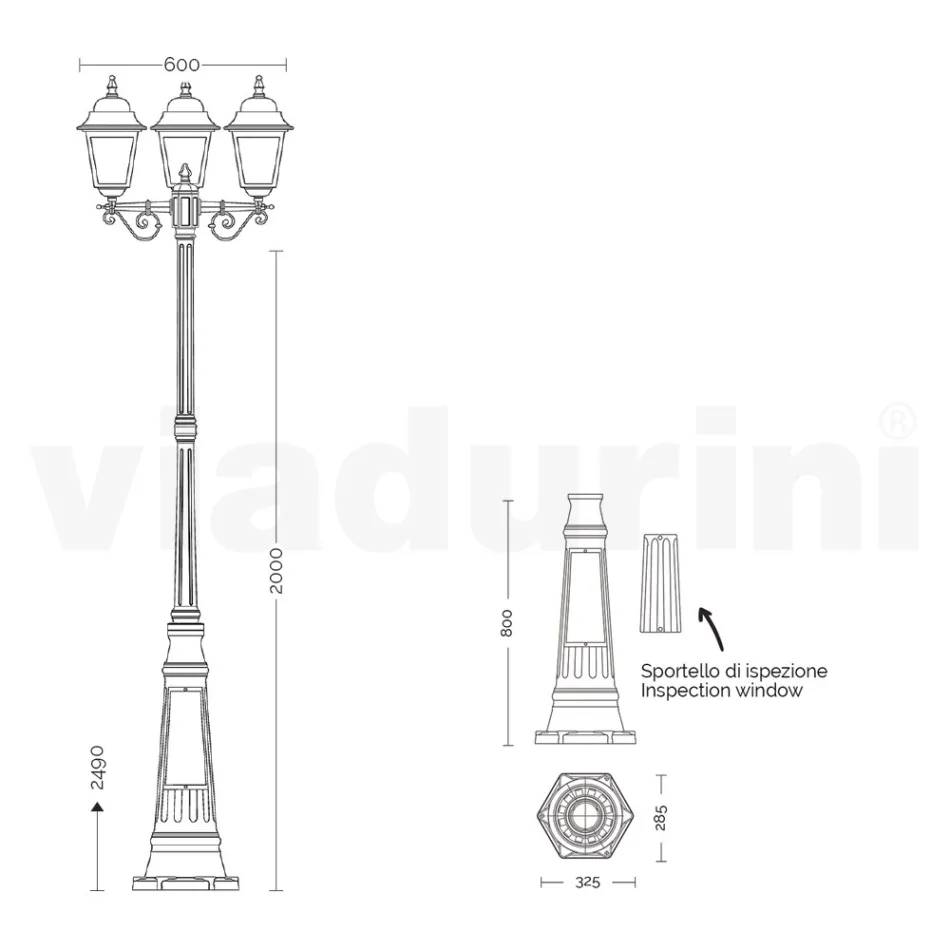 Lampadaire de 249 cm de haut en verre anthracite et aluminium fabriqué en Italie - Scintilla Viadurini