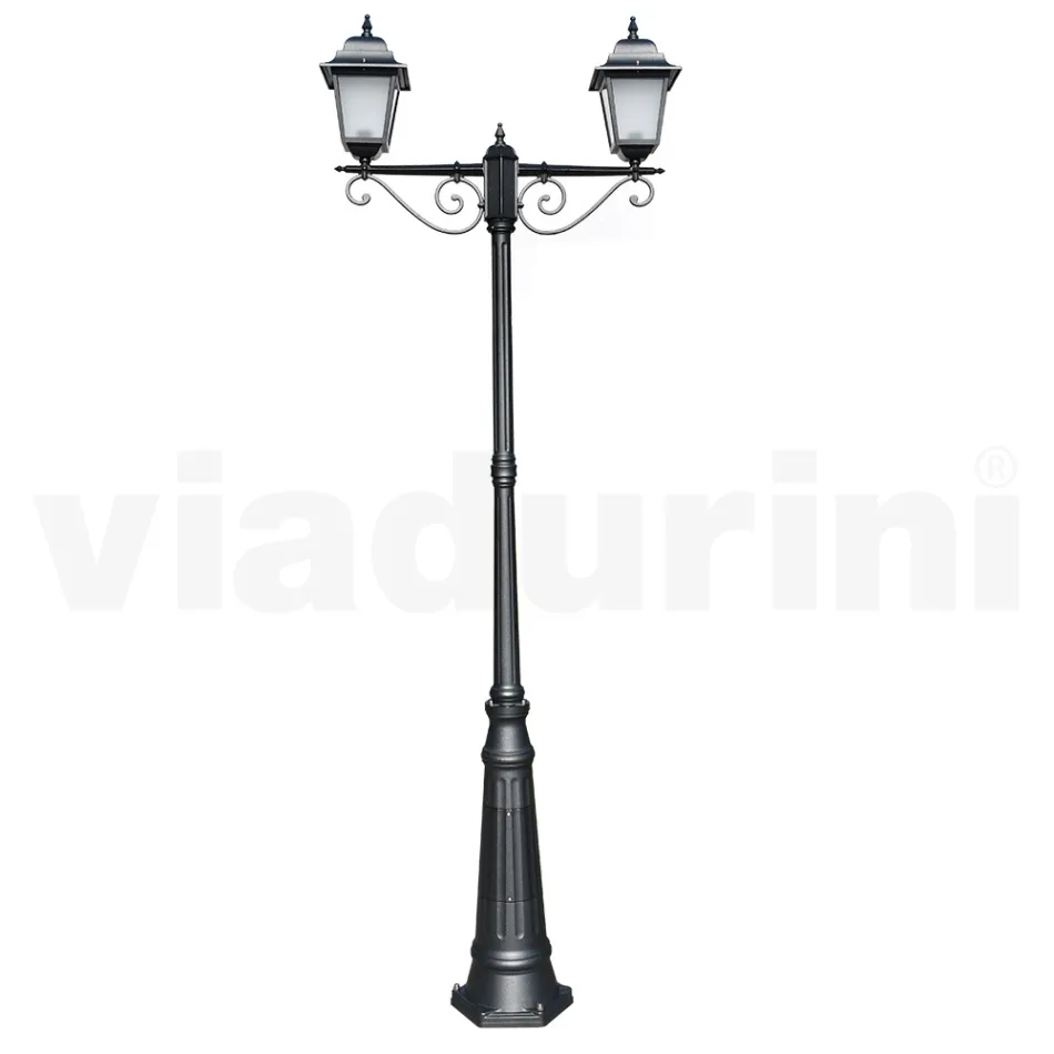 Lampadaire de 255 cm de haut en verre anthracite et aluminium fabriqué en Italie - Scintilla Viadurini