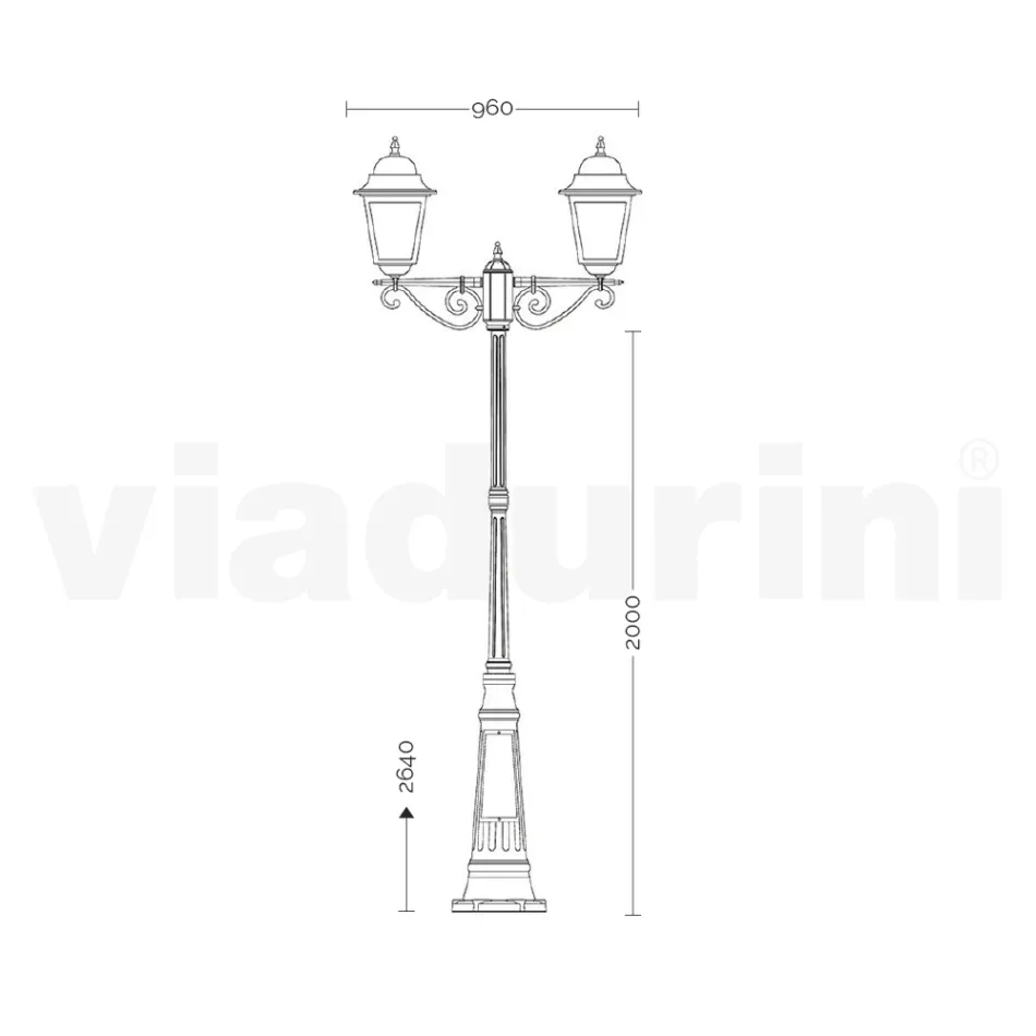 Lampadaire de jardin de 264 cm de haut en verre et aluminium moulé sous pression - Alchemist Viadurini