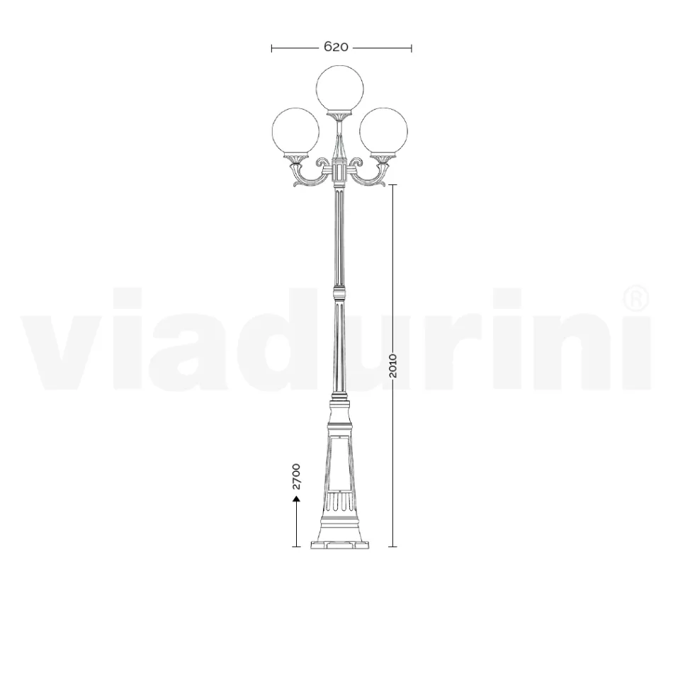 Lampadaire de 270 cm de haut en acrylique blanc et aluminium fabriqué en Italie - Trovabianco Viadurini