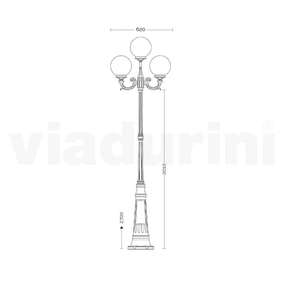 Lampadaire de 270 cm de haut en acrylique noir et aluminium Made in Italy - Trovanero Viadurini