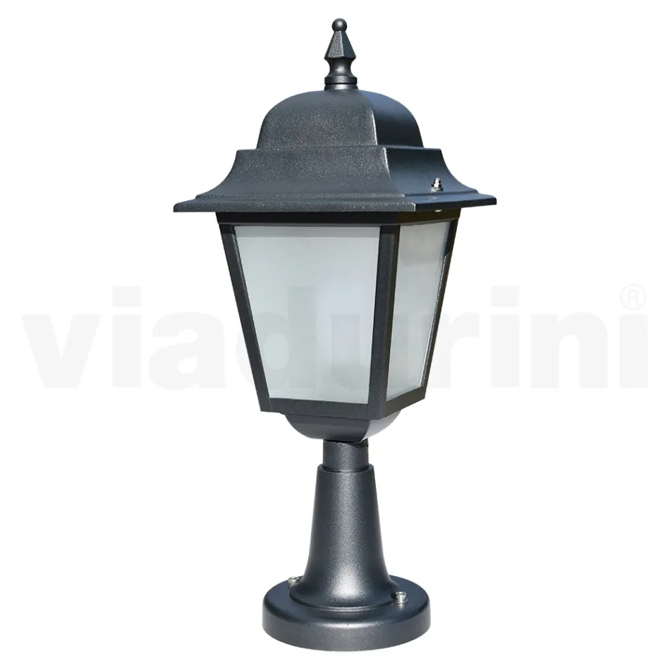 Lampadaire de 53,5 cm de haut en verre anthracite et aluminium fabriqué en Italie - Scintilla Viadurini