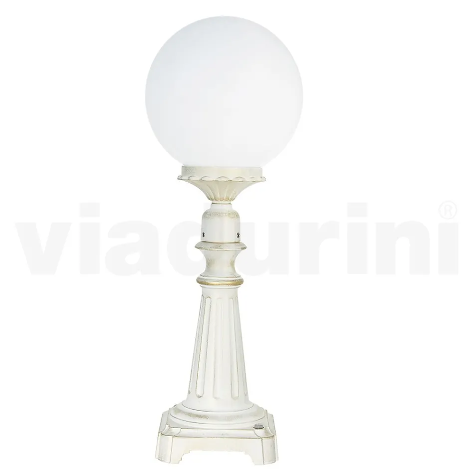 Lampadaire de 69 cm de haut en acrylique blanc et aluminium fabriqué en Italie - Trovabianco Viadurini