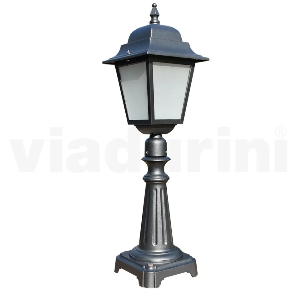 Lampadaire de 76 cm de haut en verre anthracite et aluminium fabriqué en Italie - Scintilla Viadurini
