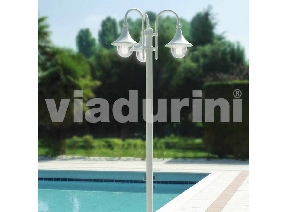 Lampe d'extérieur à trois lumières en aluminium blanc fabriqué en Italie, Anusca Viadurini