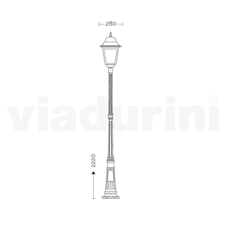 Lampe d'extérieur de 222 cm de hauteur en verre et aluminium moulé sous pression - Alchemist Viadurini