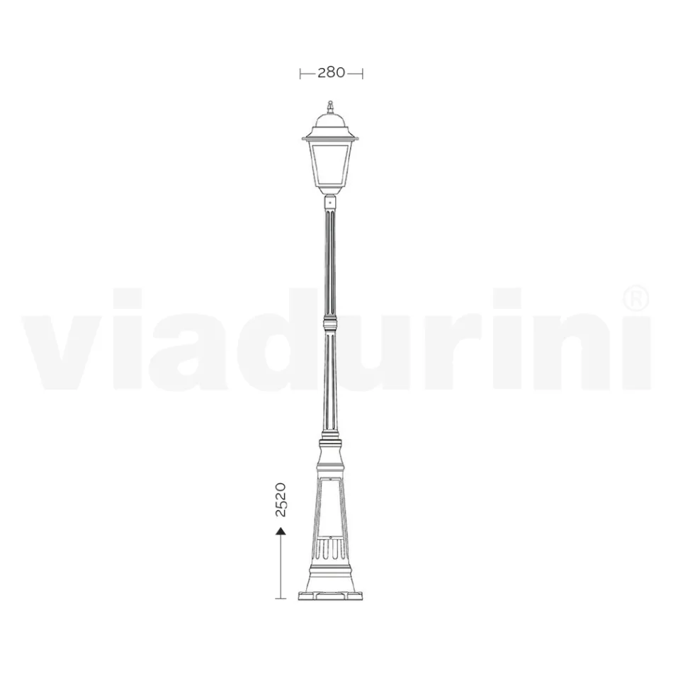 Lampe d'extérieur de 252 cm de hauteur en verre et aluminium moulé sous pression - Alchemist Viadurini