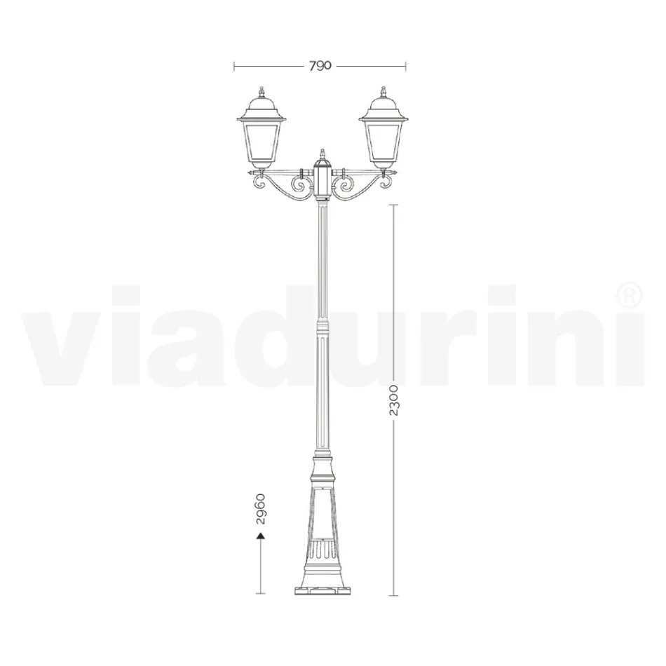 Lampe d'extérieur de 296 cm de hauteur en verre et aluminium moulé sous pression - Alchemist Viadurini