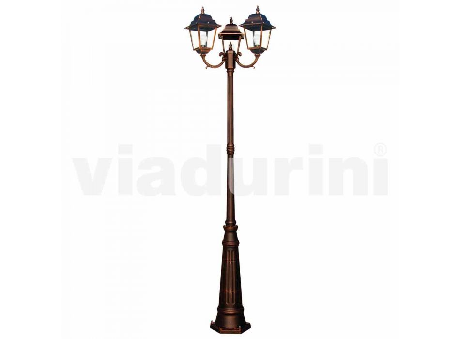 Lampe d'extérieur classique à trois lumières fabriquée en Italie, Aquilina Viadurini