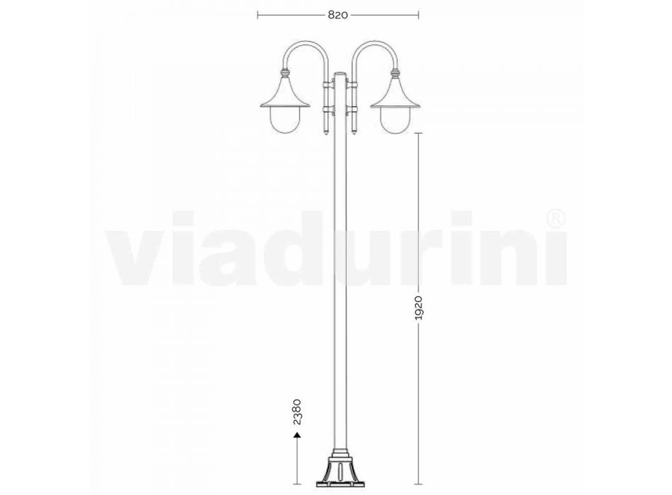 Lampe d'extérieur en aluminium avec deux lampes made in Italy, Anusca Viadurini
