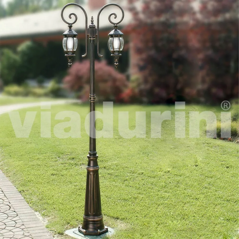Lampadaire de jardin à 2 lumières en aluminium moulé sous pression fabriqué en Italie, Anika Viadurini