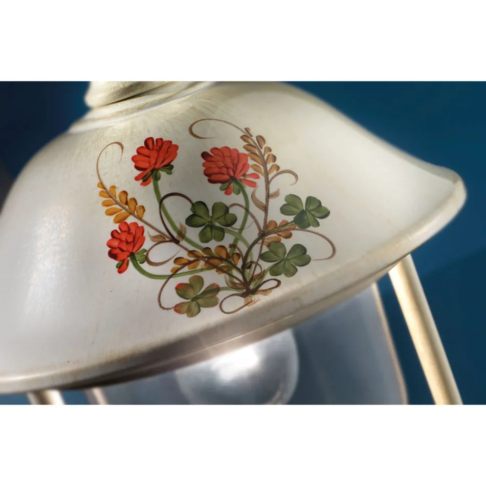 Lampadaire de jardin en aluminium peint à la main et décor de fleurs - Bari Viadurini