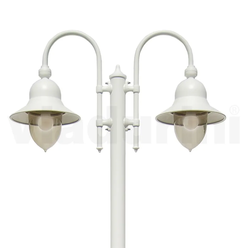 Lampe de jardin vintage 2 lumières en aluminium fabriquée en Italie - Cassandra Viadurini