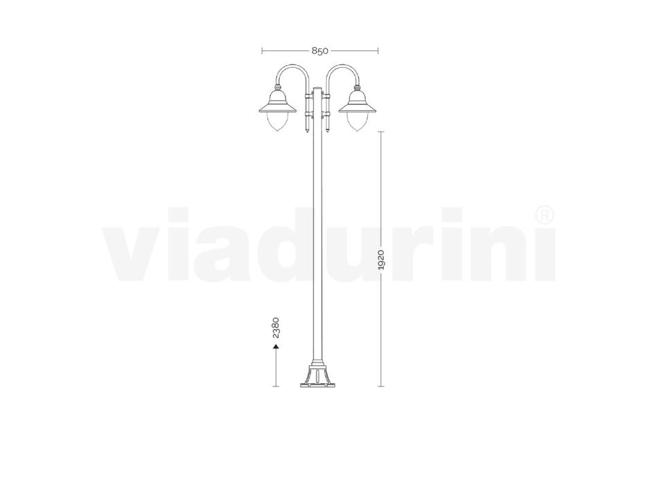 Lampe de jardin vintage 2 lumières en aluminium fabriquée en Italie - Cassandra Viadurini