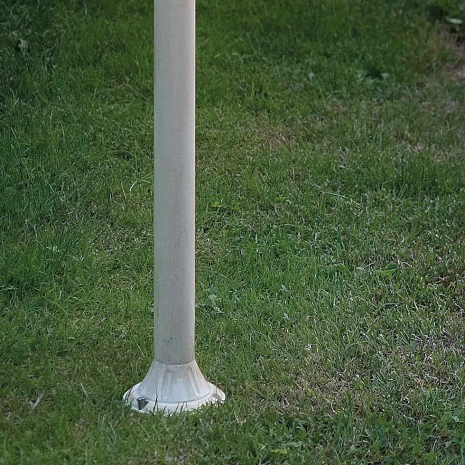 Lampadaire d'extérieur en aluminium blanc et décor de fleurs peintes à la main - Imperia Viadurini