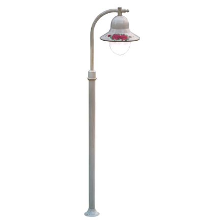 Lampadaire extérieur en aluminium blanc et décor de fleurs peintes à la main - Imperia Viadurini