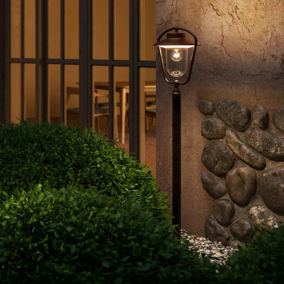 Lampadaire d'extérieur vintage en cuivre et laiton, 2 hauteurs - Calmaggiore par Il Fanale Viadurini