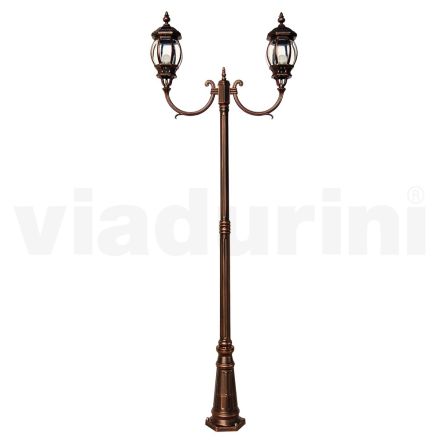 Lampe de jardin 2 lumières en aluminium de style vintage Made in Italy - Leona Viadurini