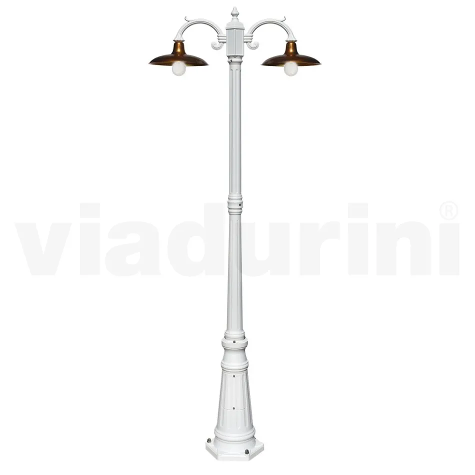 Lampadaire Style Vintage 2 Lumières en Aluminium et Laiton Made in Italy - Adela Viadurini