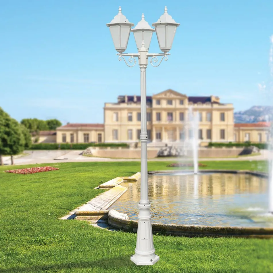 Lampadaire Style Vintage 3 Lumières en Aluminium et Verre Fabriqué en Italie - Terella Viadurini