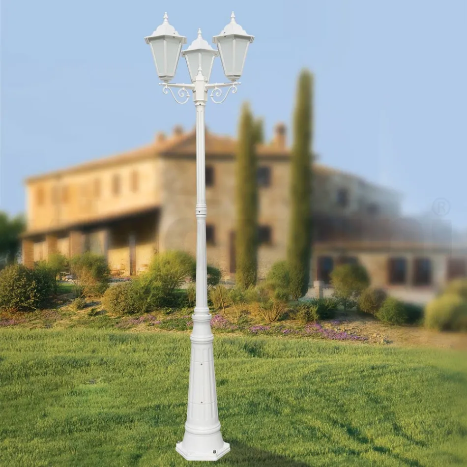 Lampadaire Style Vintage 3 Lumières en Aluminium et Verre Fabriqué en Italie - Terella Viadurini