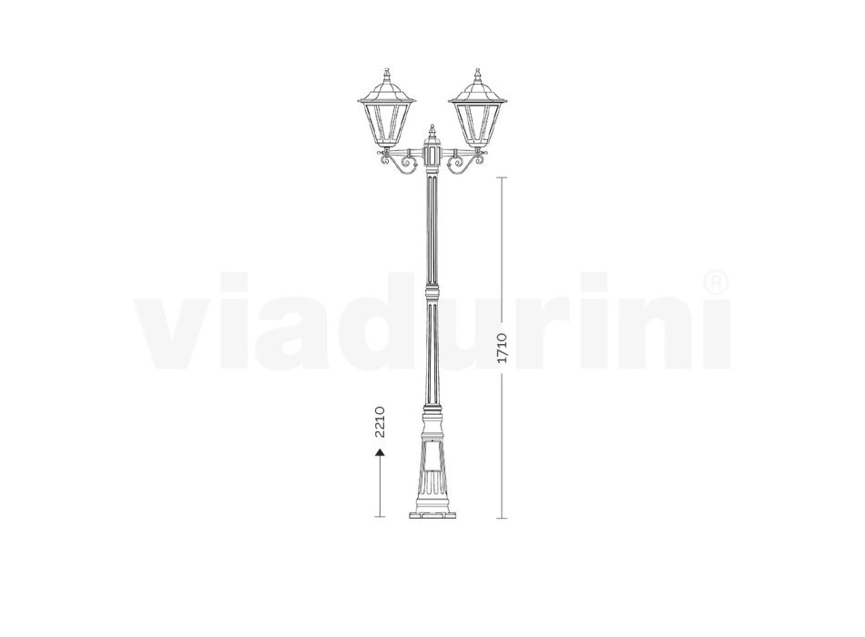 Lampadaire Style Vintage 3 Lumières en Aluminium et Verre Fabriqué en Italie - Terella Viadurini