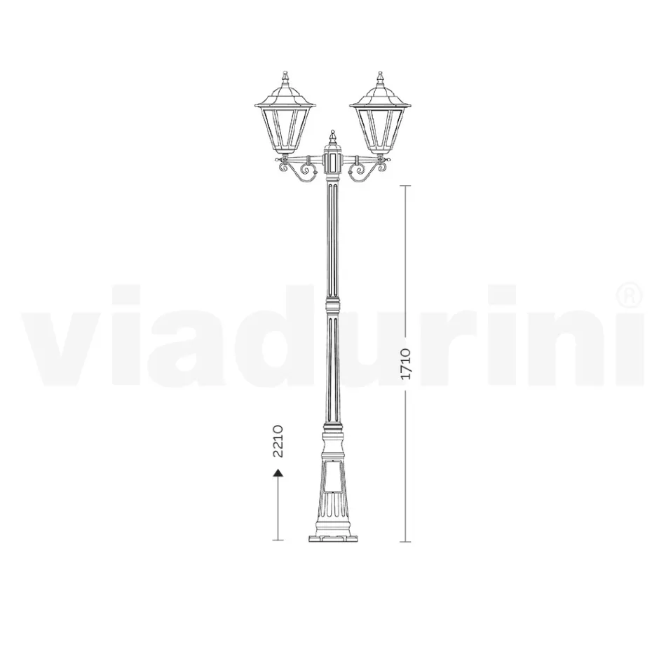 Lampadaire Style Vintage 3 Lumières en Aluminium et Verre Fabriqué en Italie - Terella Viadurini