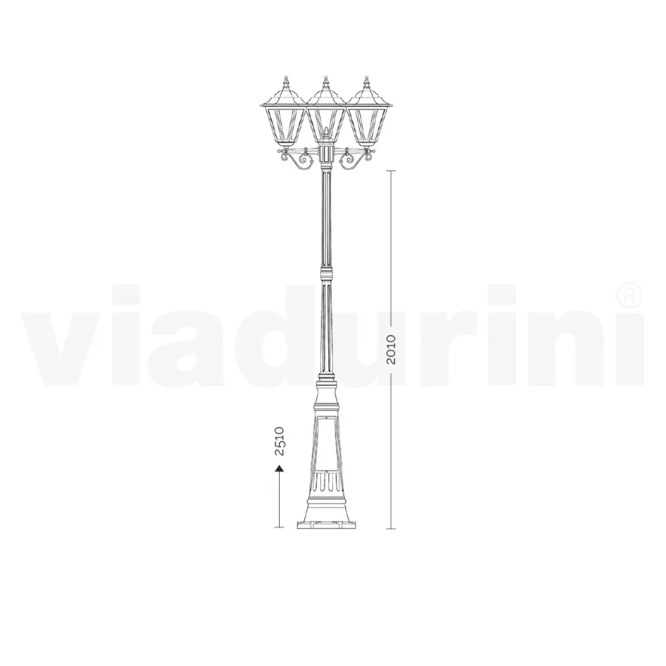 Lampadaire Style Vintage 3 Lumières en Aluminium et Verre Fabriqué en Italie - Terella Viadurini