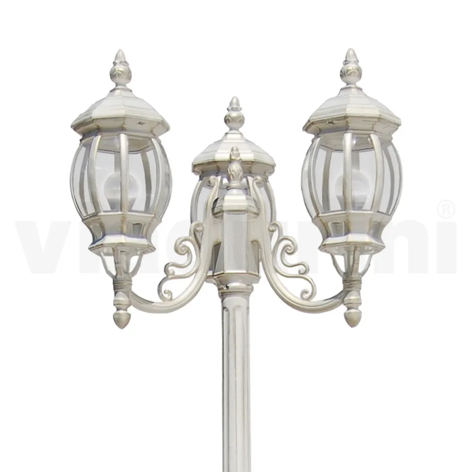 Lampadaire Style Vintage à 3 Lumières en Aluminium Blanc Fabriqué en Italie - Dodo Viadurini