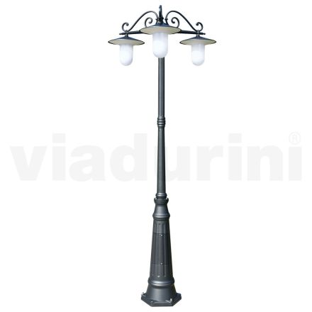 Lampadaire de style vintage à 3 lumières en aluminium gris fabriqué en Italie - Belen Viadurini