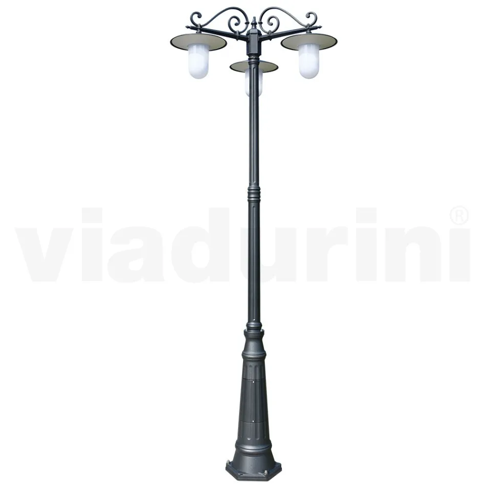 Lampadaire de style vintage à 3 lumières en aluminium gris fabriqué en Italie - Belen Viadurini