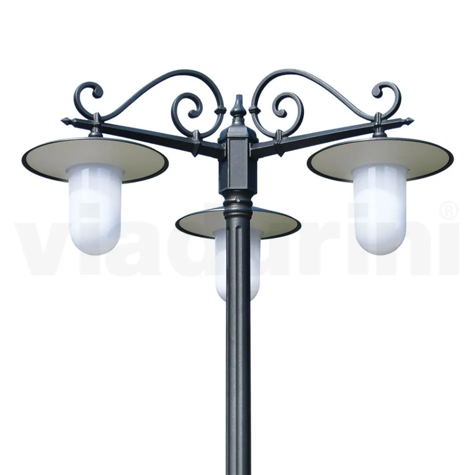 Lampadaire de style vintage à 3 lumières en aluminium gris fabriqué en Italie - Belen Viadurini