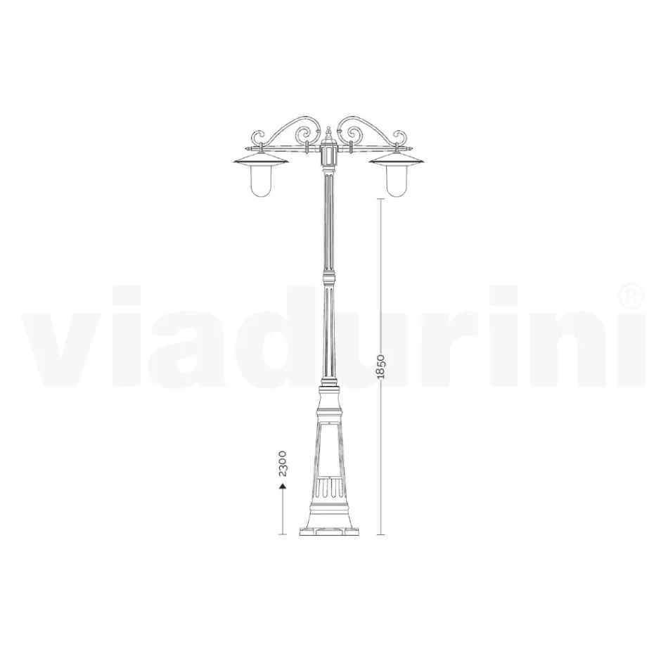 Lampadaire de style vintage à 3 lumières en aluminium gris fabriqué en Italie - Belen Viadurini