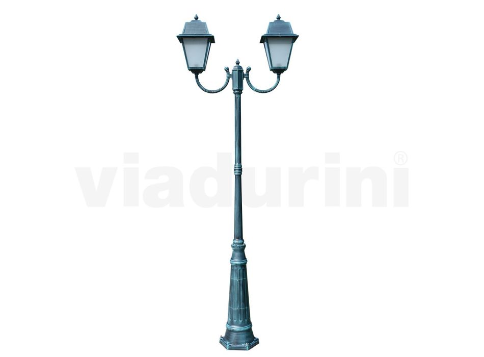 Lampadaire Vintage à 2 Lumières en Aluminium et Verre Made in Italy - Doroty Viadurini