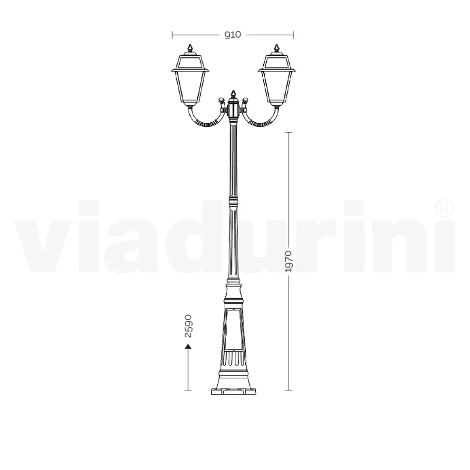 Lampadaire Vintage à 2 Lumières en Aluminium et Verre Made in Italy - Doroty Viadurini