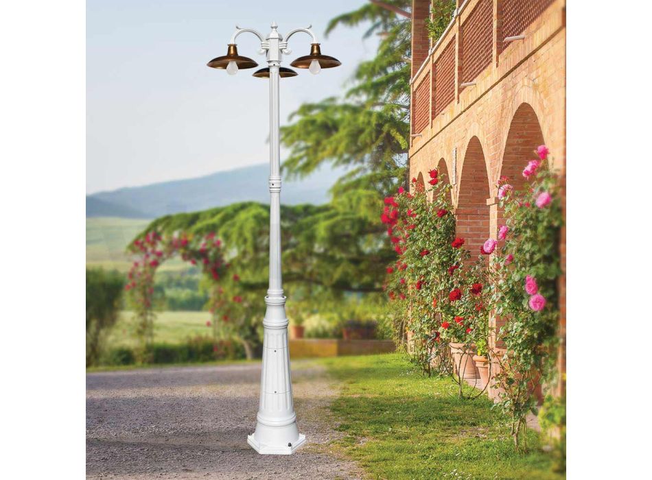 Lampadaire Vintage à 3 Lumières en Aluminium et Laiton Made in Italy - Adela Viadurini