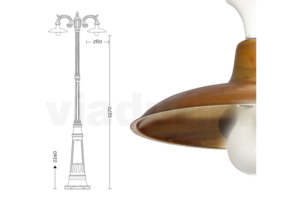 Lampe Vintage à 3 Lumières en Aluminium et Laiton Made in Italy - Adela Viadurini