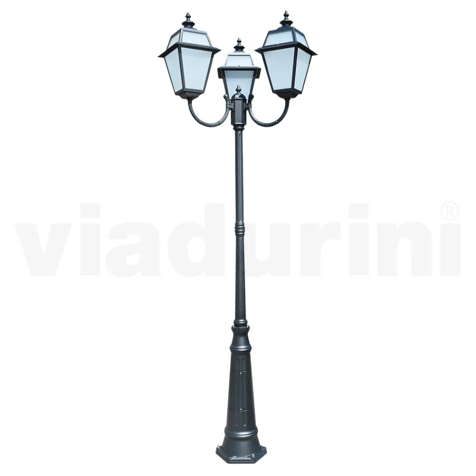Lampadaire Vintage à 3 Lumières en Aluminium et Verre Made in Italy - Vivian Viadurini