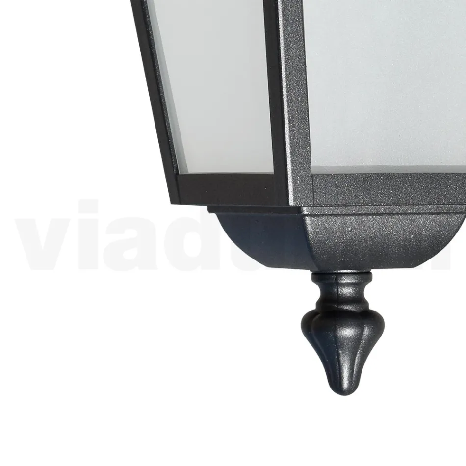 Lanterne de plafond de jardin en aluminium anthracite et verre sablé - Elric Viadurini